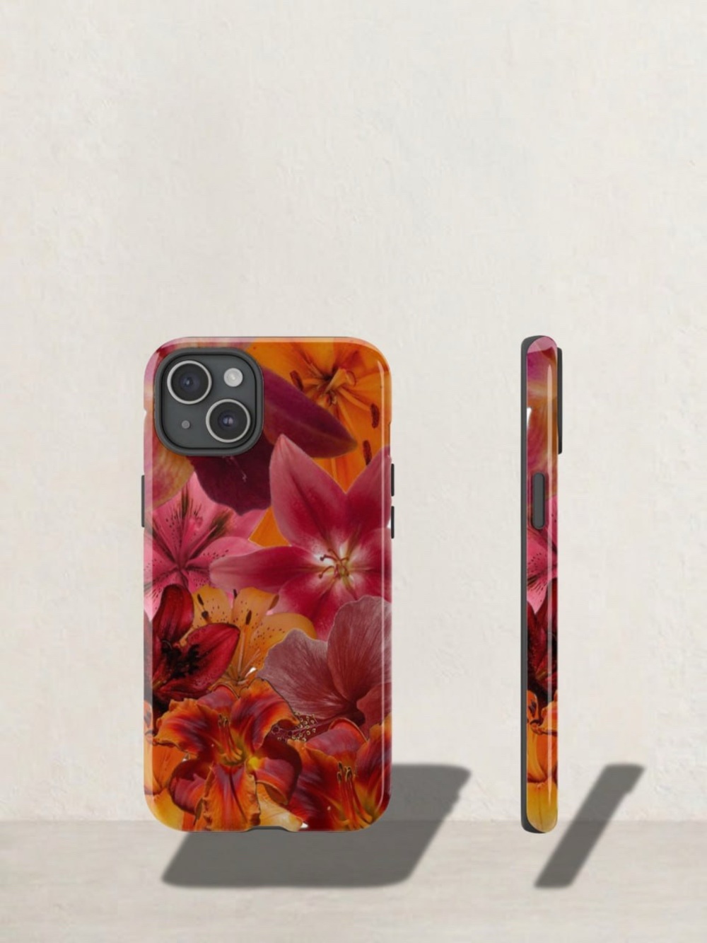 Floral Gradient Protective Phone Case - Pink & Orange
